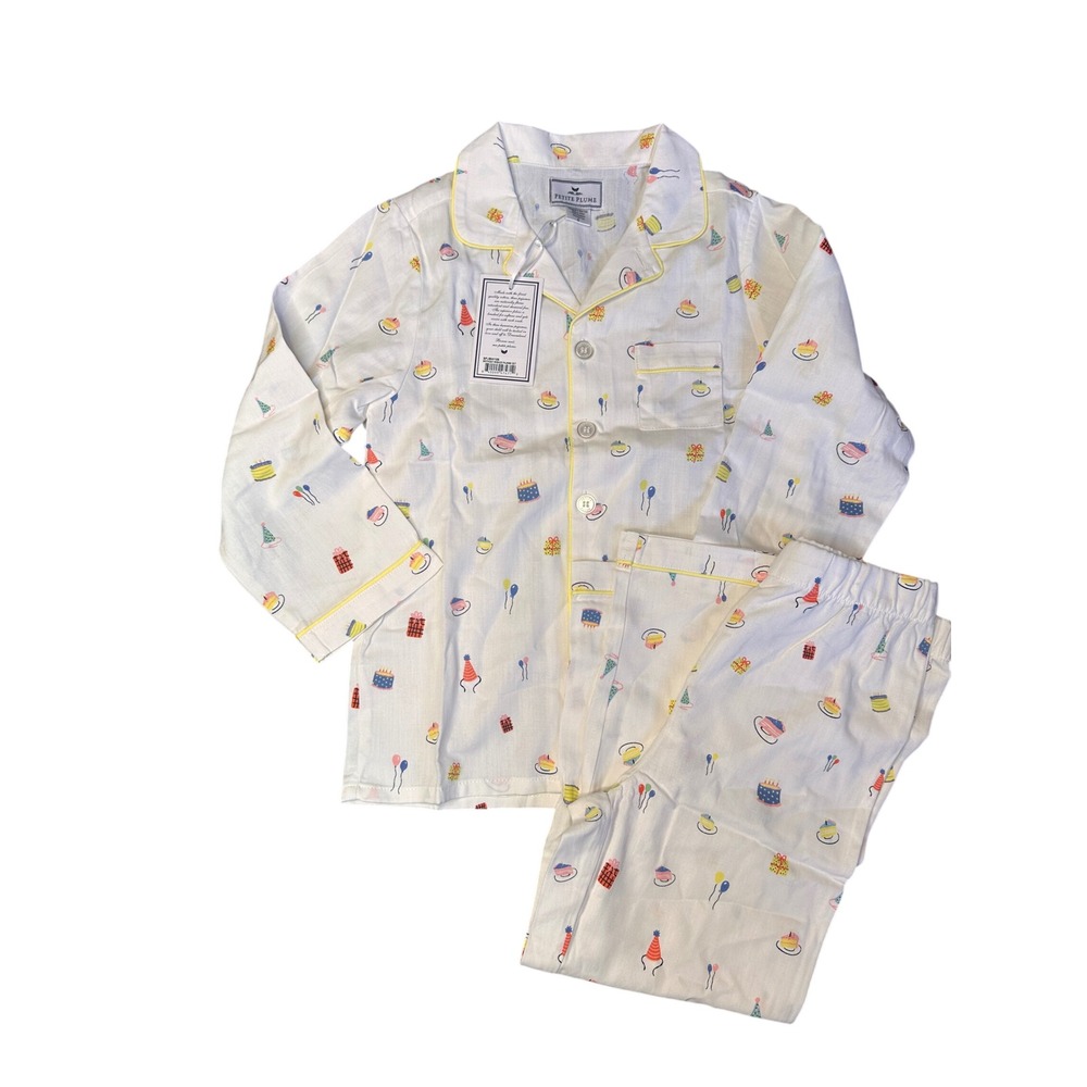New Petite Plume Kids 6 Birthday Wishes Pajama Set White Cotton Blend